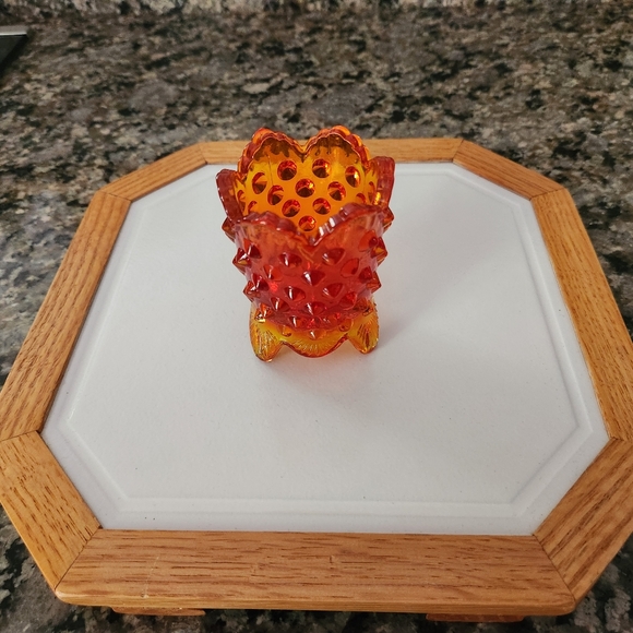 Fenton Amberina Hobnail Toothpick Holder - Picture 3 of 16